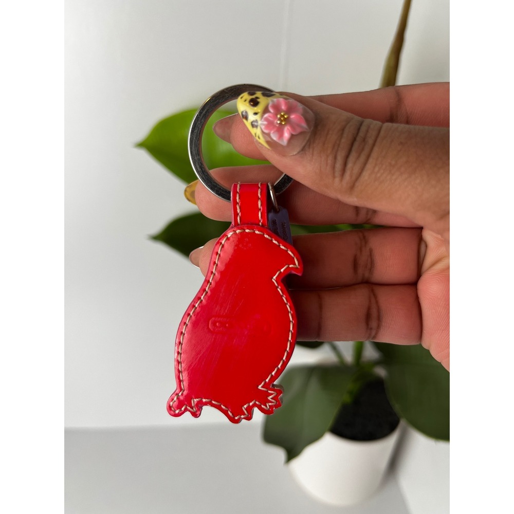 ♡ Coach ♡ Whimsical Leather Y2K Colorful Bird Parrot Key Chain Bag Charm - Picture 7 of 7